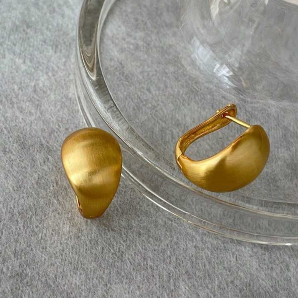 Matte Brushed Arc Earrings - Picture 2 of 2